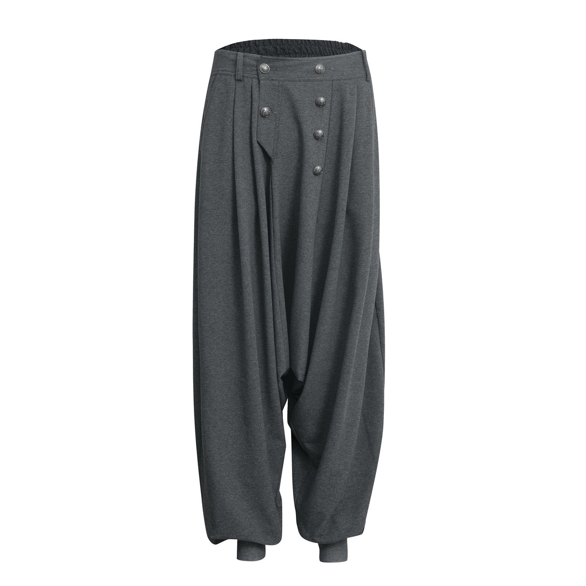 Vintage Equestrian Low Crotch Knit Structured Women'S Cotton Blend Harem Pants