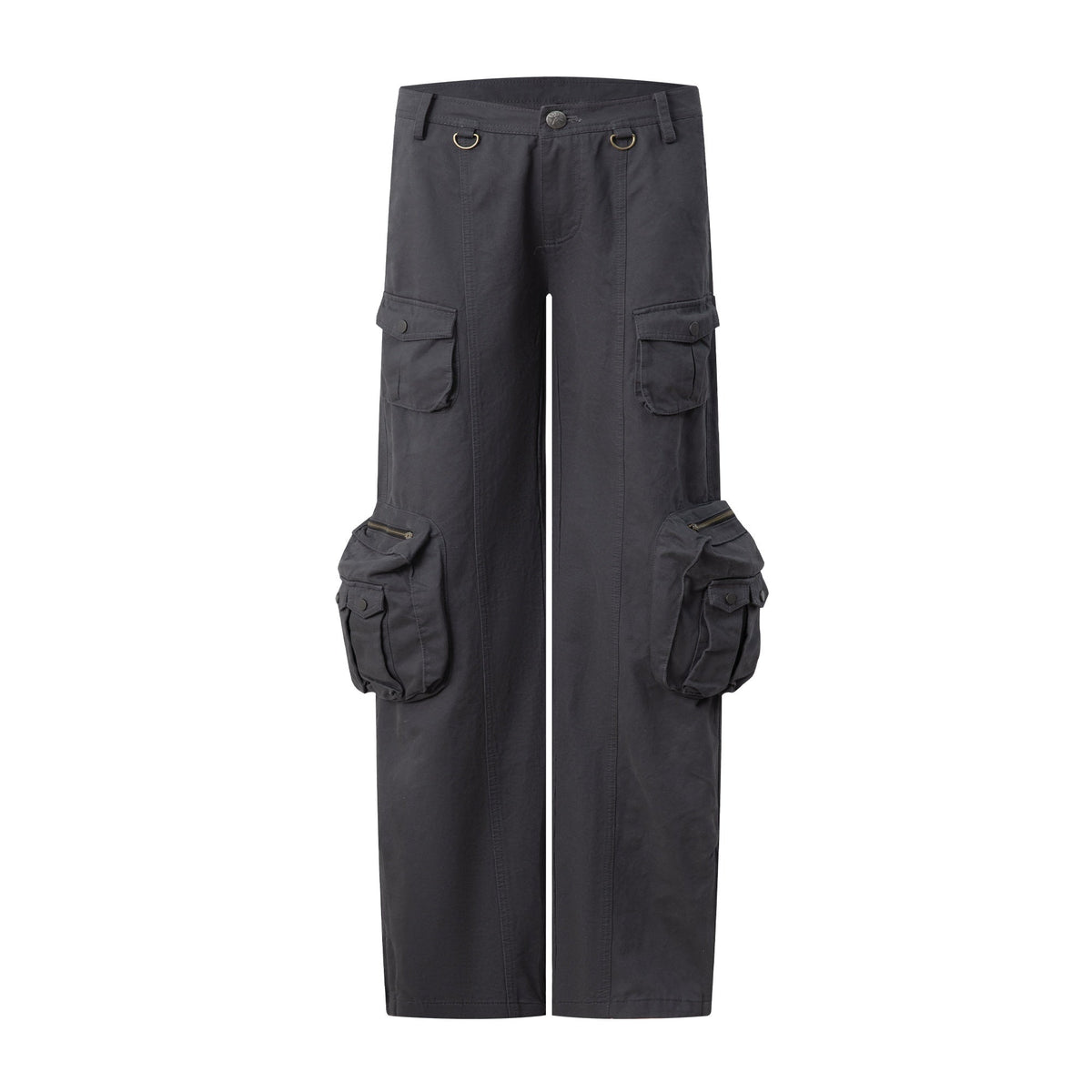 Washed Utility Pocket Straight Leg Techwear Women's Cotton Cargo Pants