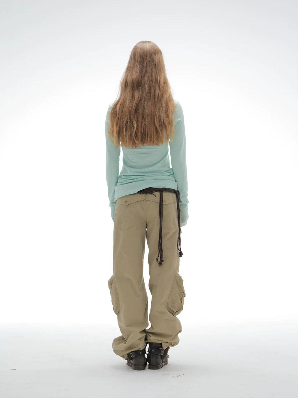 Washed Utility Pocket Straight Leg Techwear Women's Cotton Cargo Pants