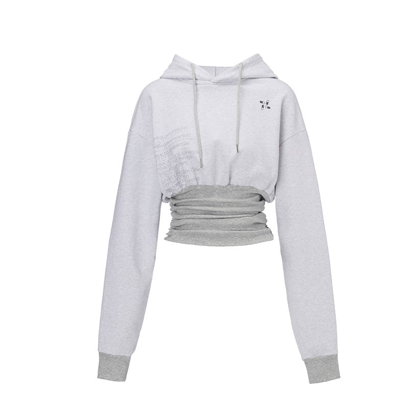 Gray Girl Print Fleece Lined Slim Cropped Women's 100 Percent Cotton Hoodies