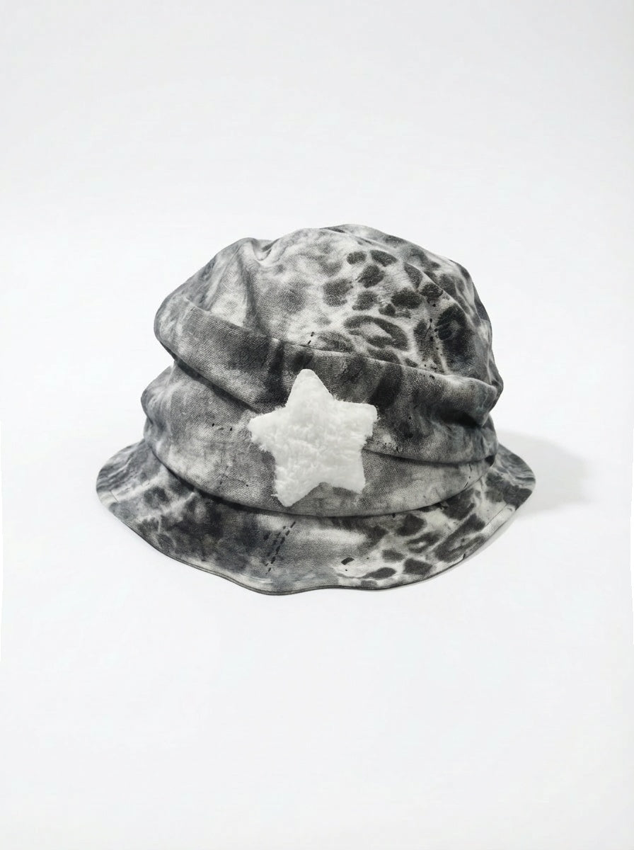 Leopard Print Adjustable Star Punk Curved Brim Women's Cotton Bucket Hats