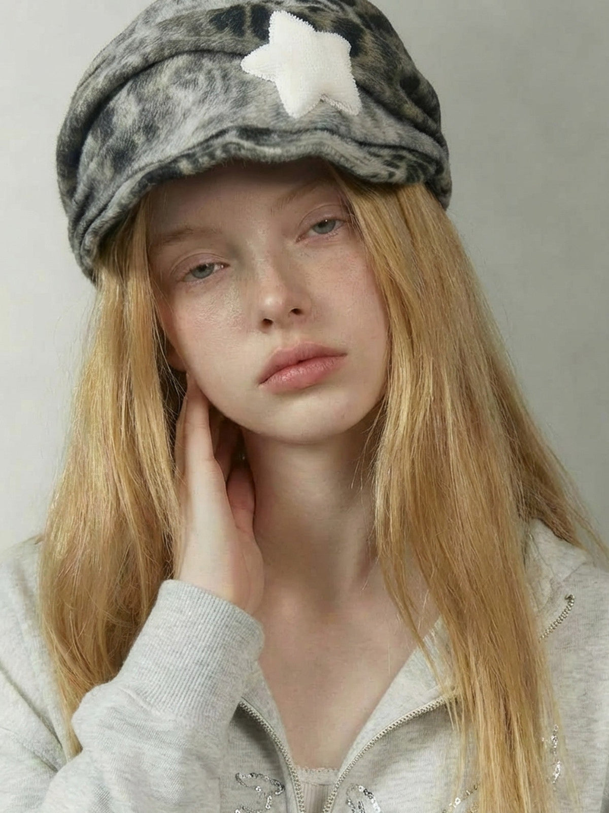 Leopard Print Adjustable Star Punk Curved Brim Women's Cotton Bucket Hats
