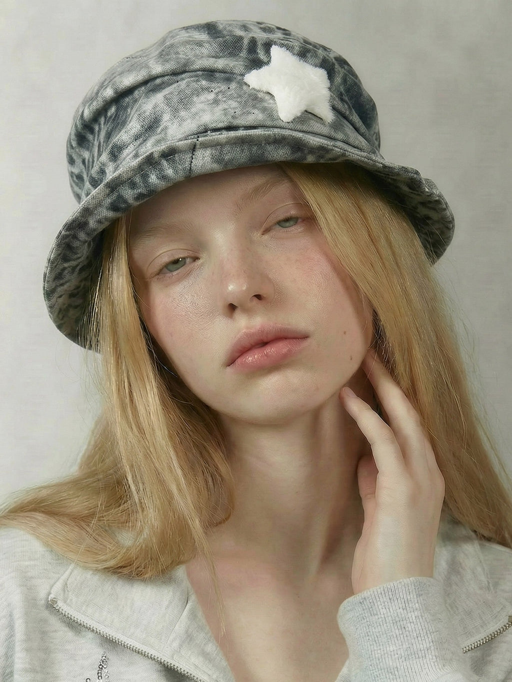 Leopard Print Adjustable Star Punk Curved Brim Women's Cotton Bucket Hats