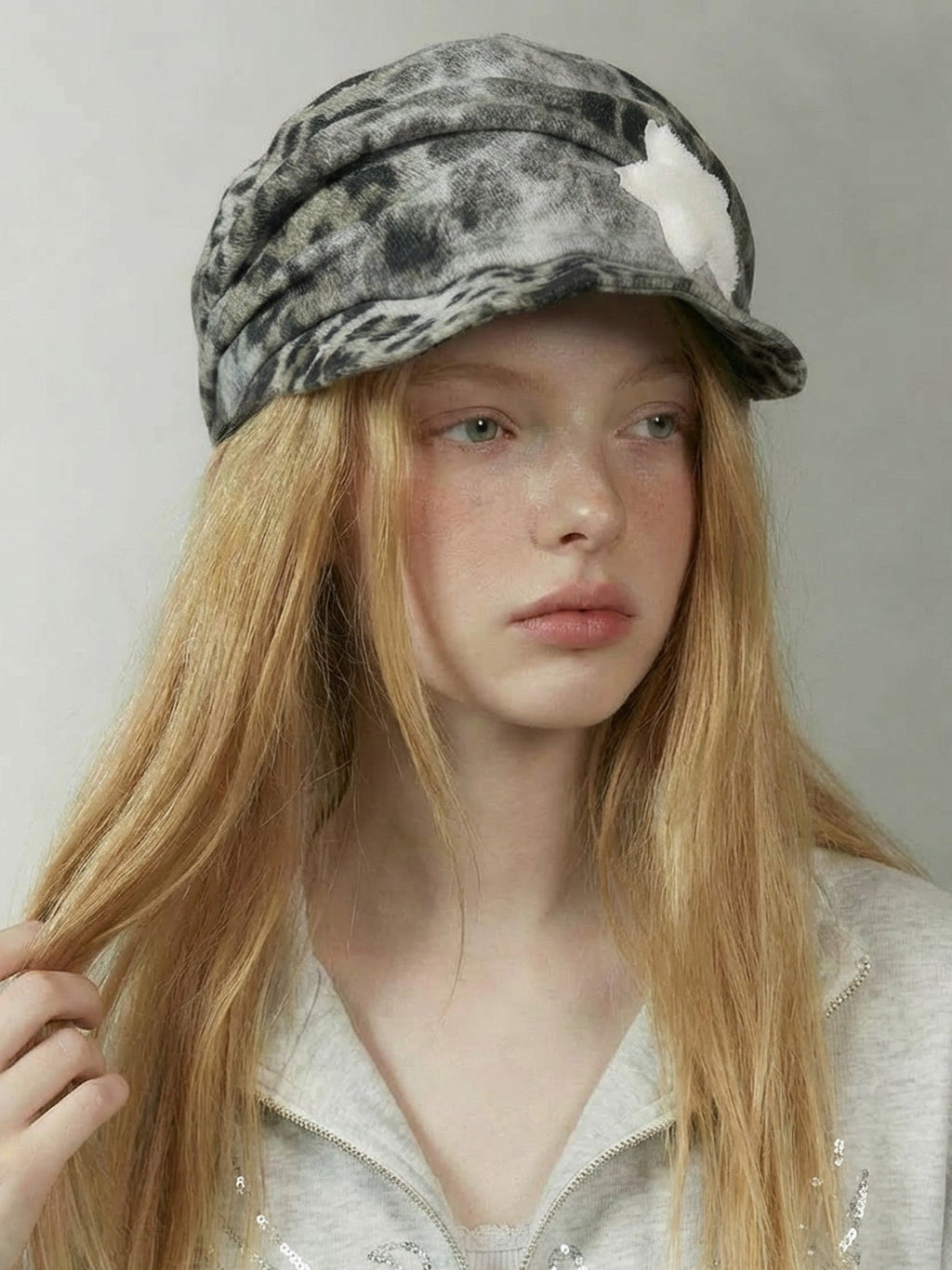 Leopard Print Adjustable Star Punk Curved Brim Women's Cotton Bucket Hats