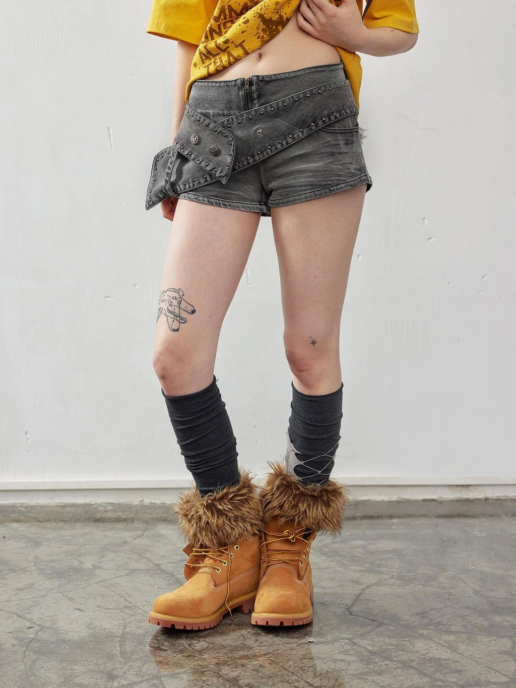 Light Wash Distressed High Rise A Line Slimming Women's Stretch Denim Shorts
