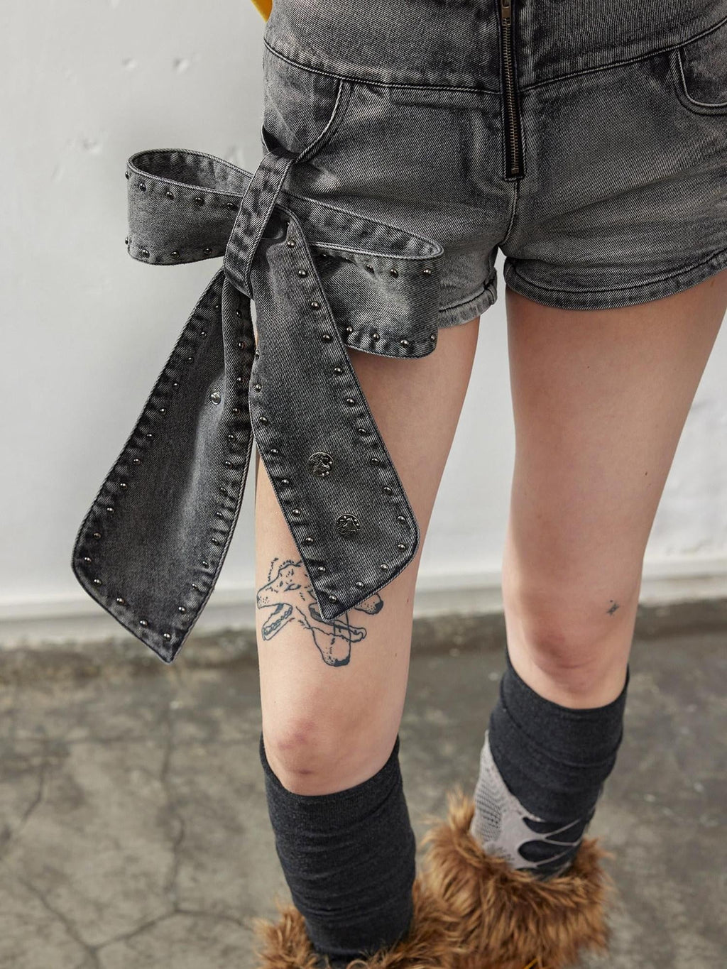 Light Wash Distressed High Rise A Line Slimming Women's Stretch Denim Shorts
