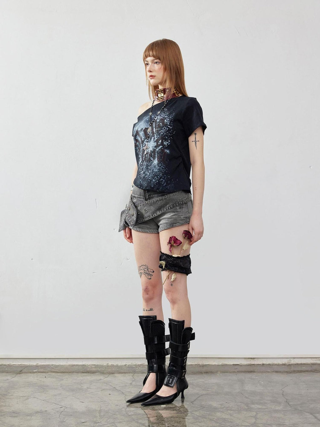Light Wash Distressed High Rise A Line Slimming Women's Stretch Denim Shorts