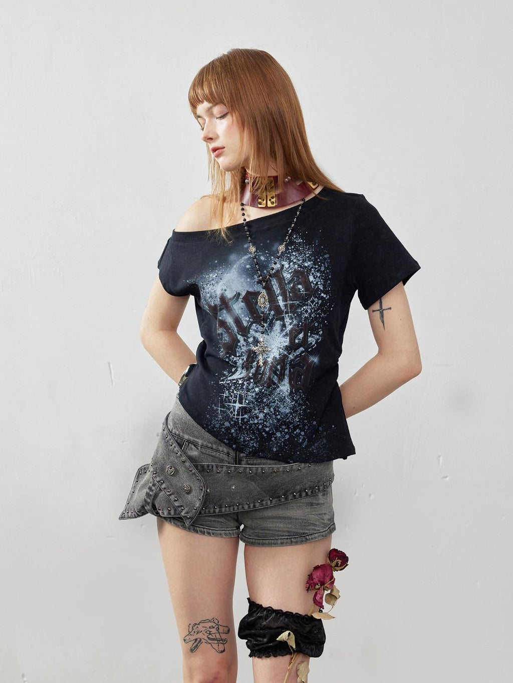 Light Wash Distressed High Rise A Line Slimming Women's Stretch Denim Shorts