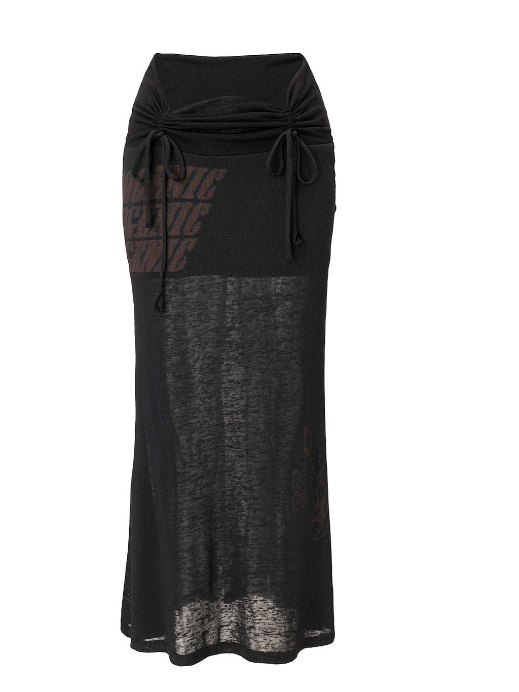 Punk Letter Print Drawstring Mid Waist Women's Tencel Slim Mermaid Skirts
