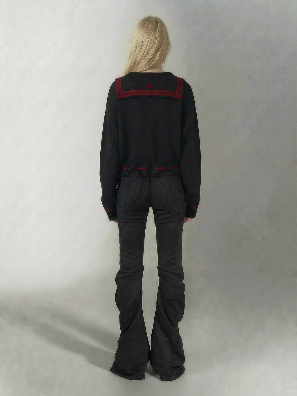 Red Black Punk Sailor Animal Character Knit Women's Wool Blend Cardigans