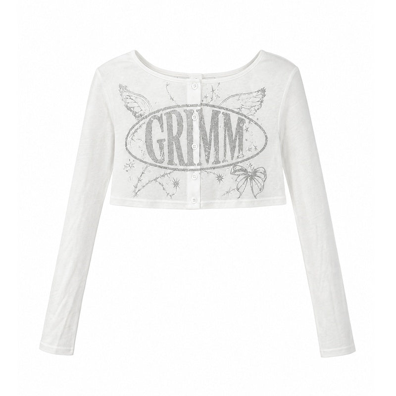 Silver Letter Print Slim Fit Lycra Women's Long Sleeve T-shirts