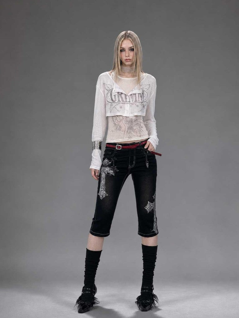 Silver Letter Print Slim Fit Lycra Women's Long Sleeve T-shirts