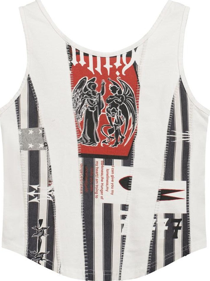 Angels And Demons Hand Painted Irregular Print Women's Cotton Tank Tops