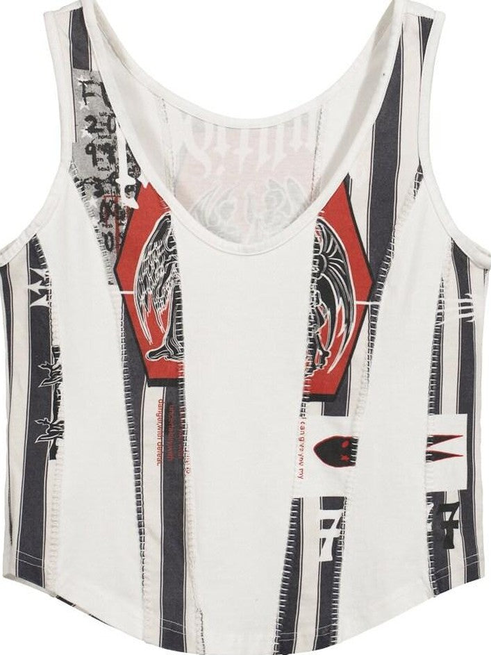 Angels And Demons Hand Painted Irregular Print Women's Cotton Tank Tops