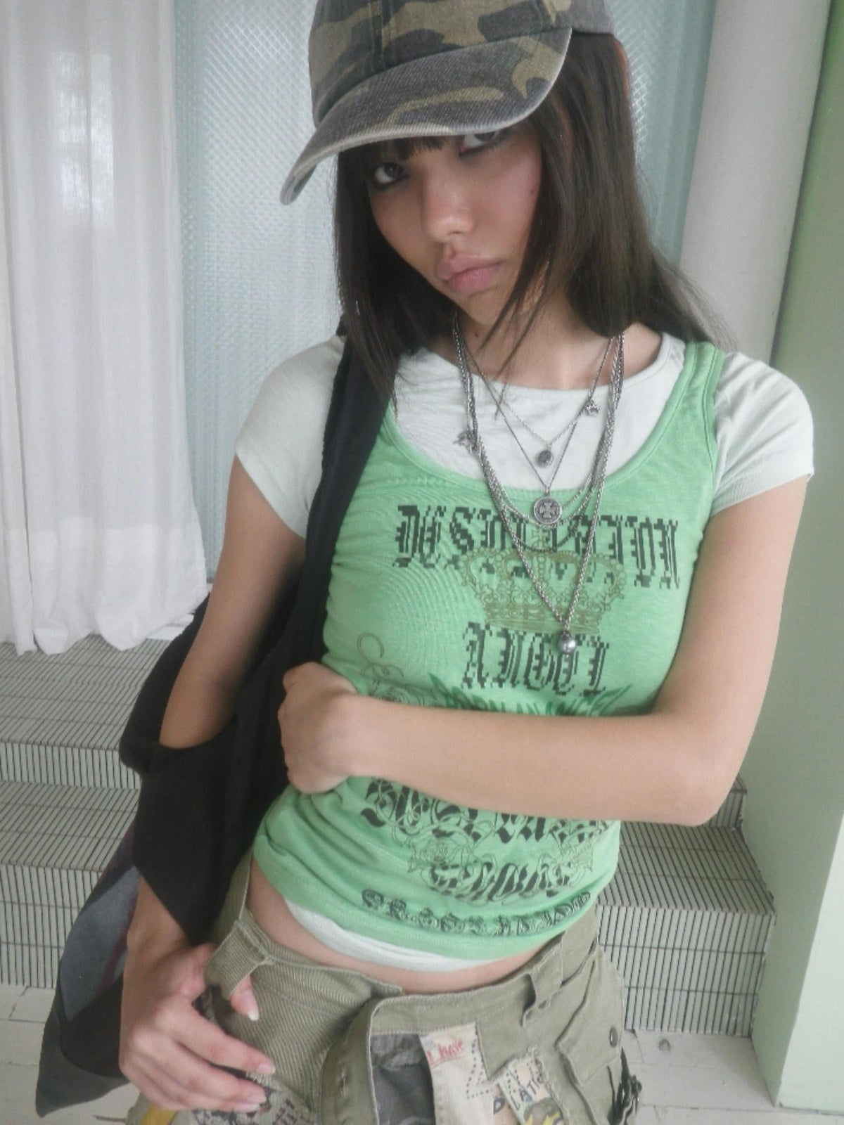 Distressed Letter Print Punk Women's Lyocell Blend H Shaped Tank Tops