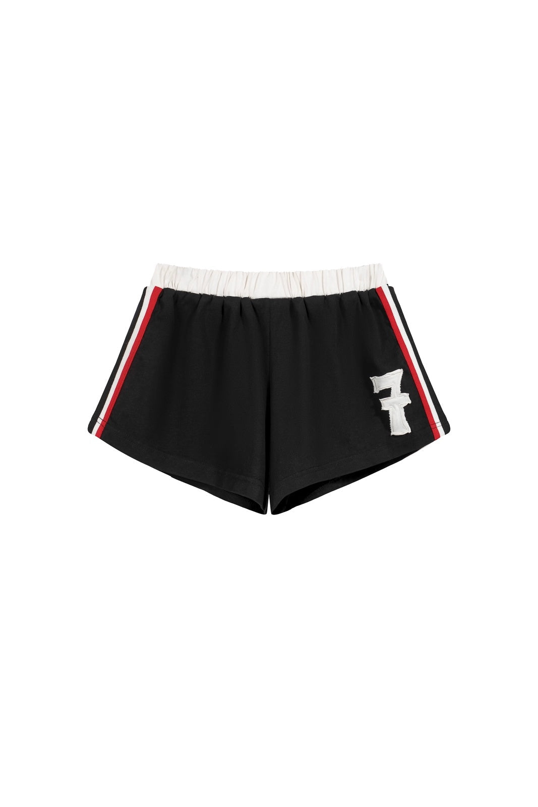 Stretch Cotton Natural Waist Slight Flare Original Design Women Black Red Shorts