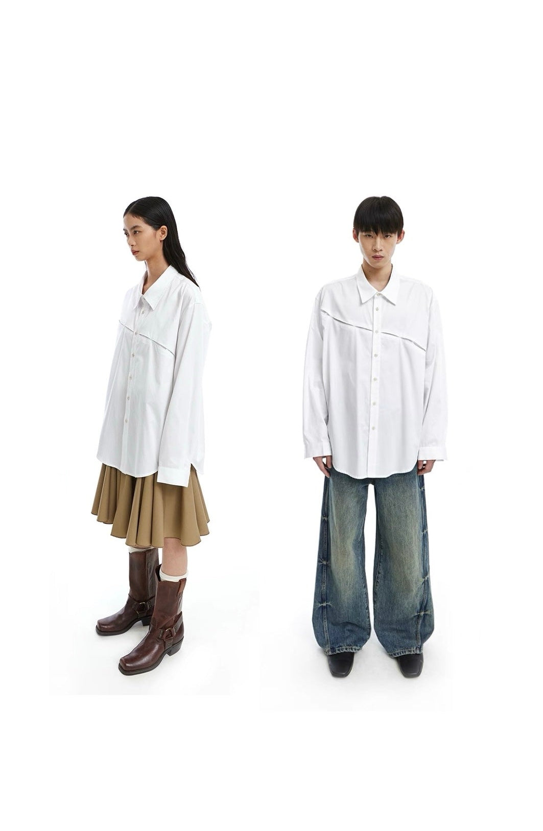 Offset Wave Button-Up Shirt