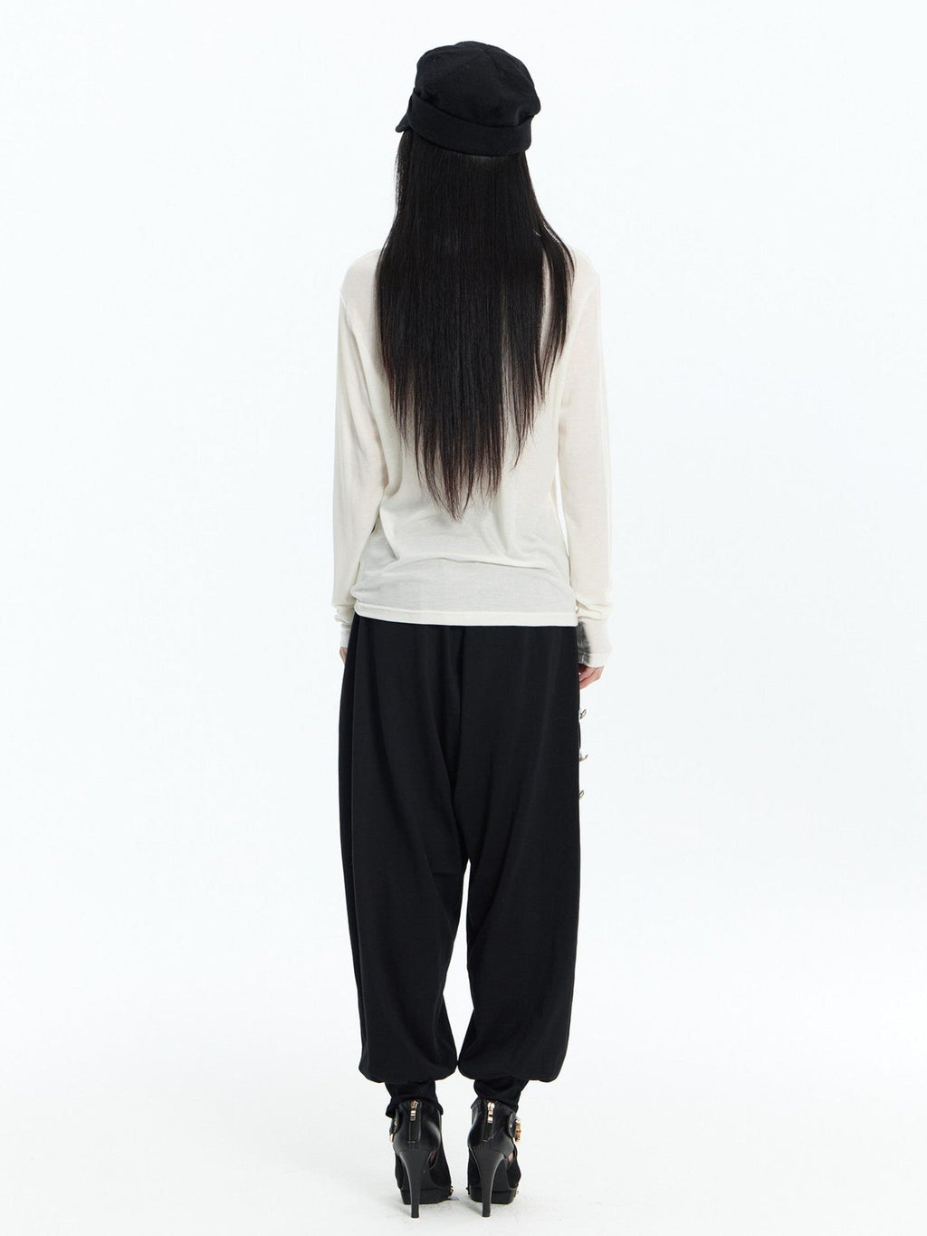 Embroidered Metal Detail Palace Style Low Waist Cotton Women's Joggers