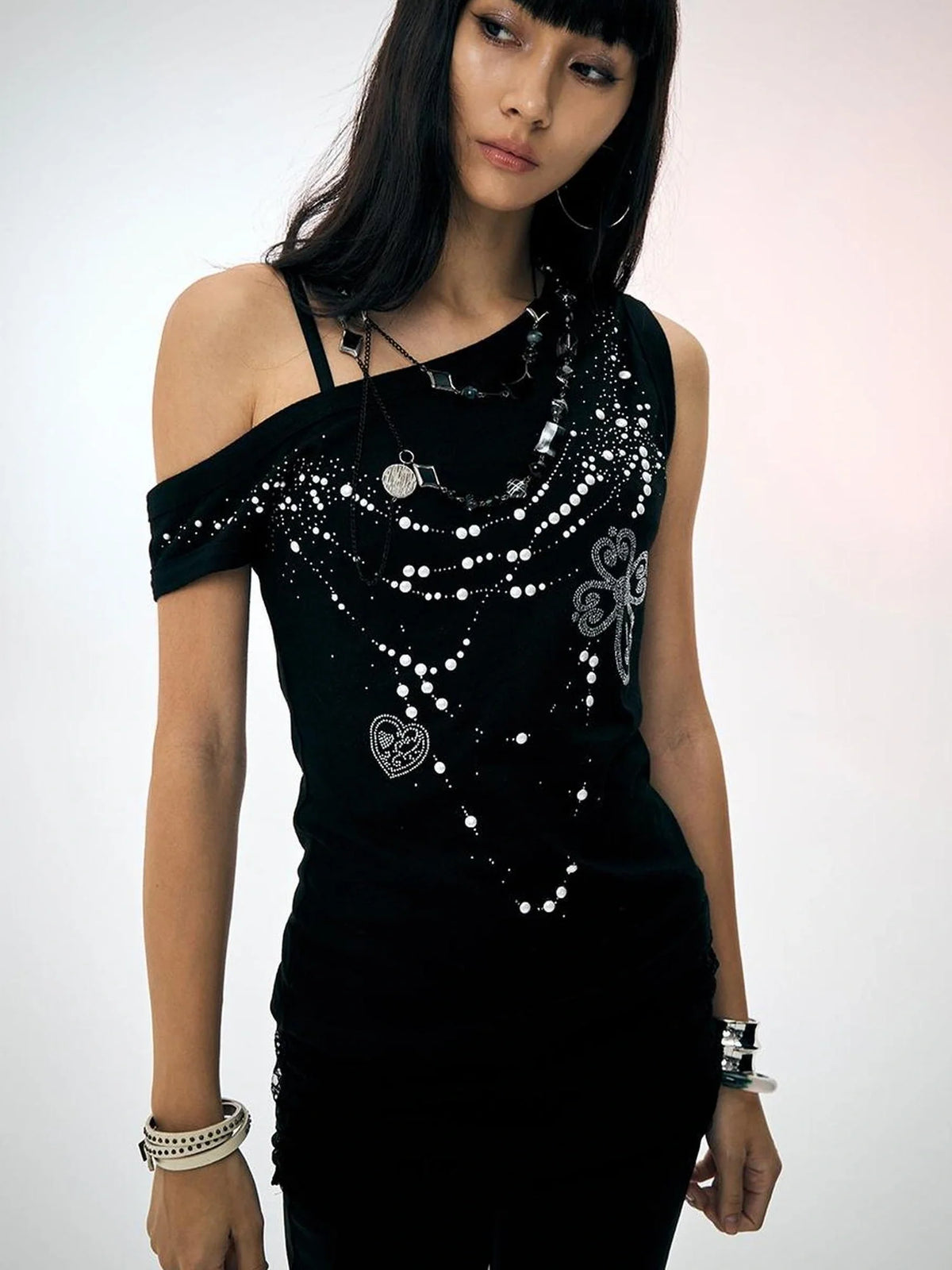 Pearl Embellished Off Shoulder Knit Top