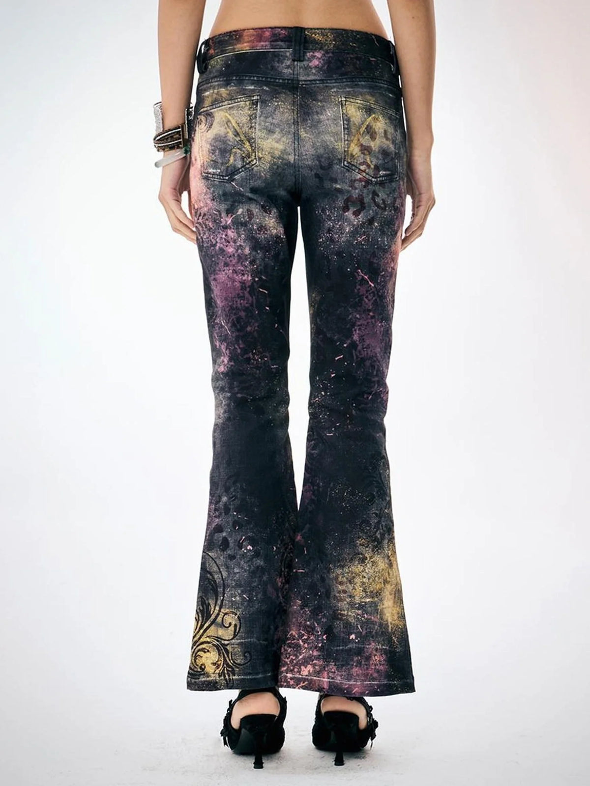 Pink Leopard Print Graffiti Slim Pants