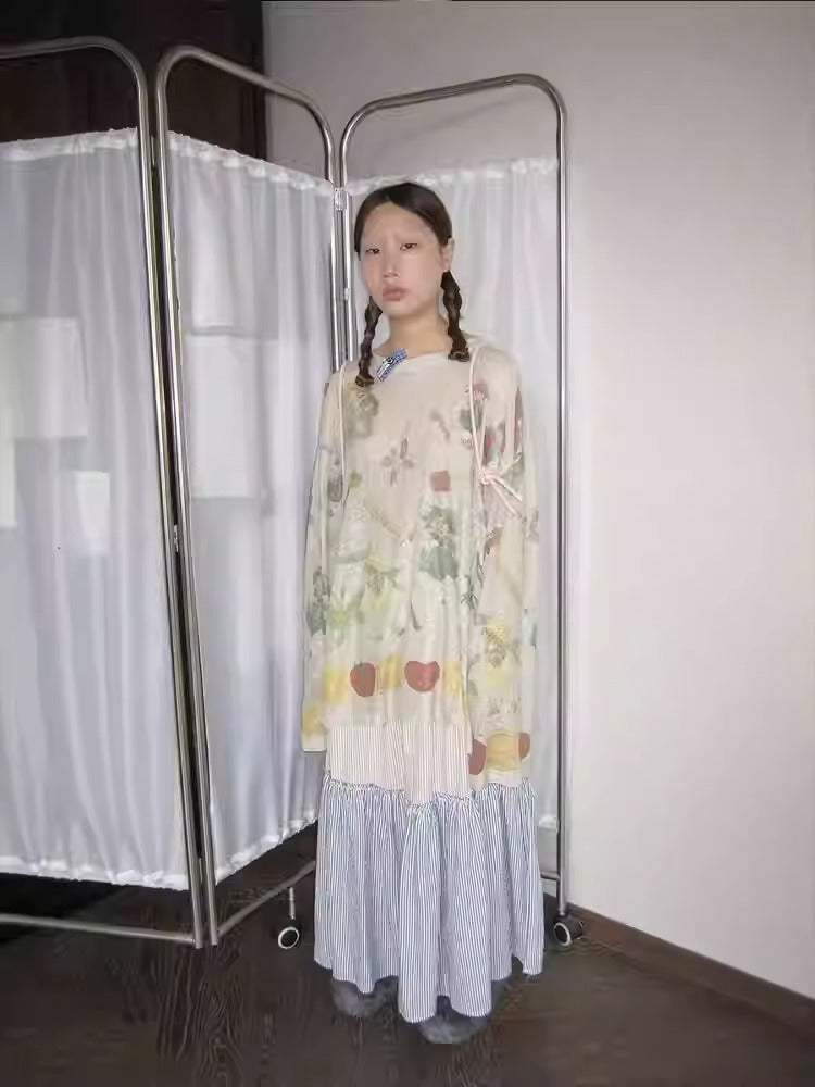 3months | Summer Knit Layered Sheer Sunproof Design Top [ID:]