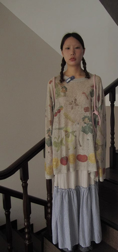 3months | Summer Knit Layered Sheer Sunproof Design Top [ID:]