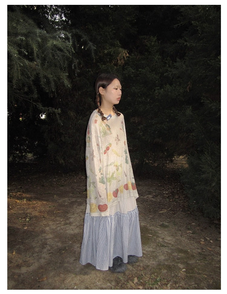 3months | Summer Knit Layered Sheer Sunproof Design Top [ID:]