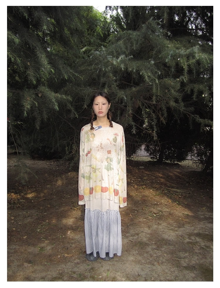 3months | Summer Knit Layered Sheer Sunproof Design Top [ID:]