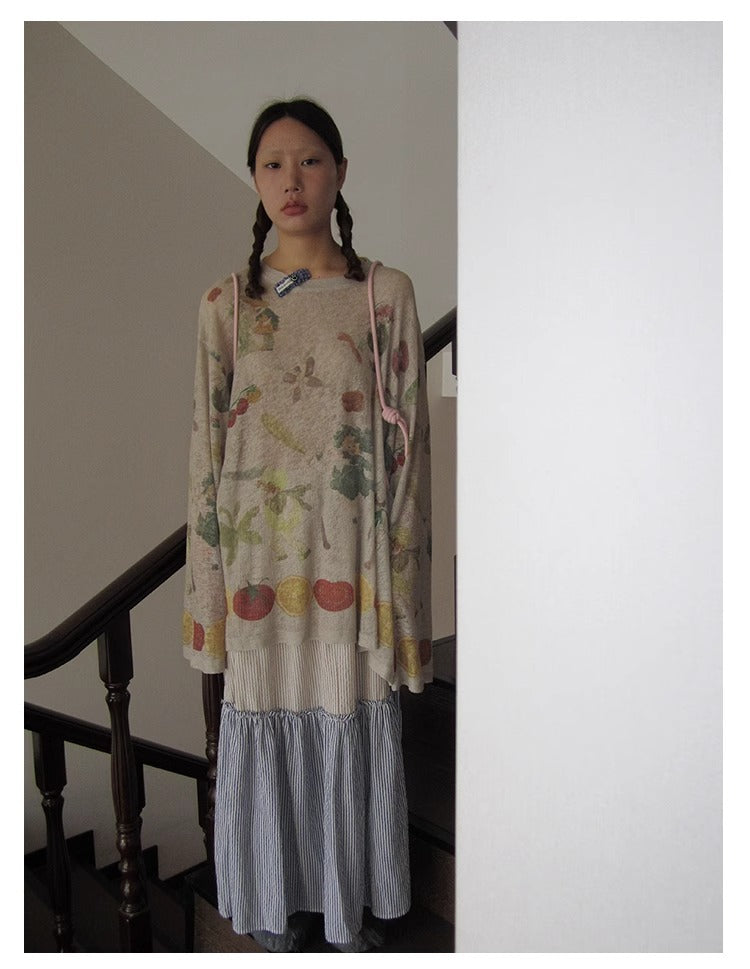 3months | Summer Knit Layered Sheer Sunproof Design Top [ID:]