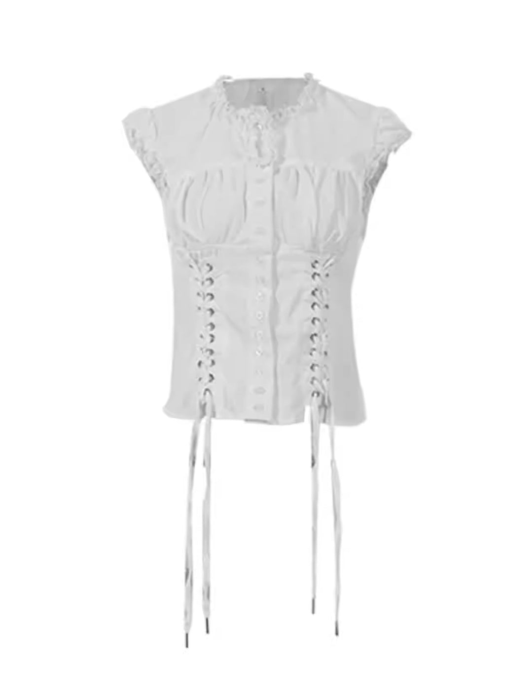 3months | Slim Fit Sleeveless White Cropped Spring Summer Shirt [ID:]