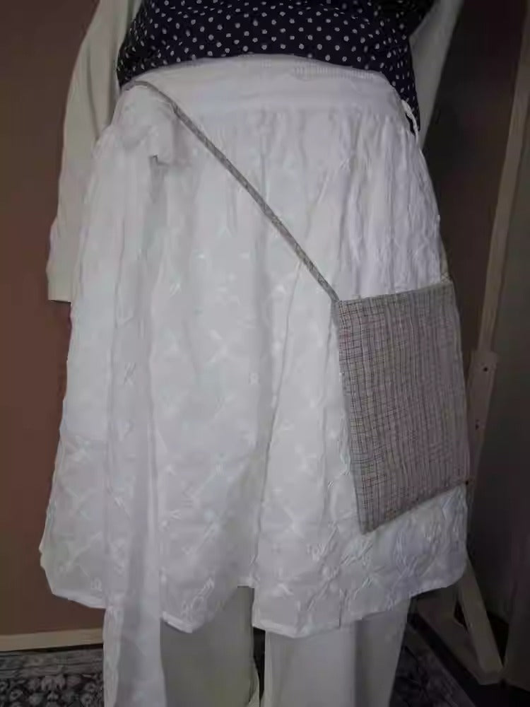 3months | Draped White Layered A-Line Midi Slim Fit Summer Skirt [ID:]