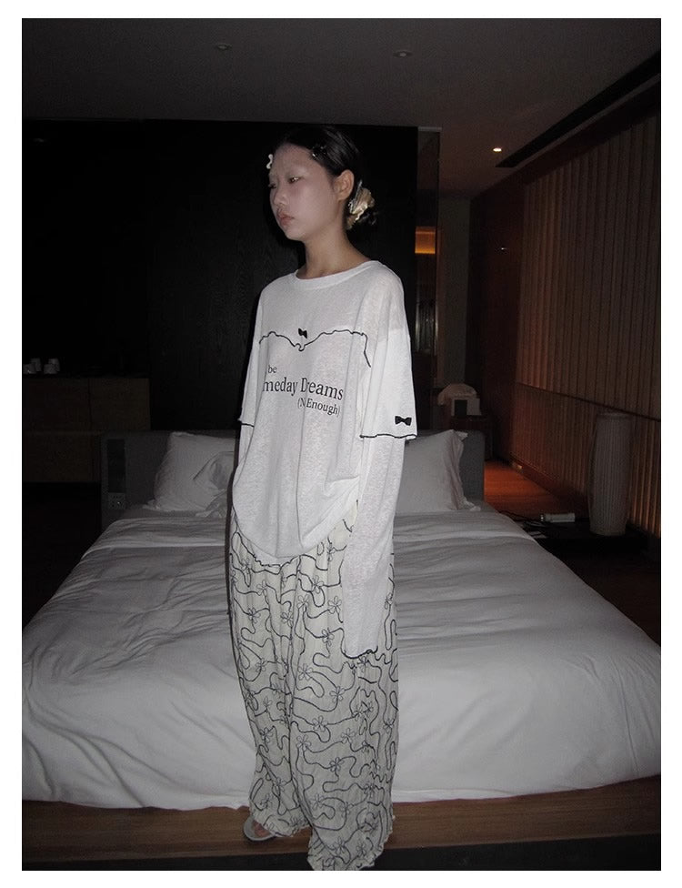 3months | Korean Bow Knot Letter Print Casual Layered Style Summer T-Shirt [ID:]