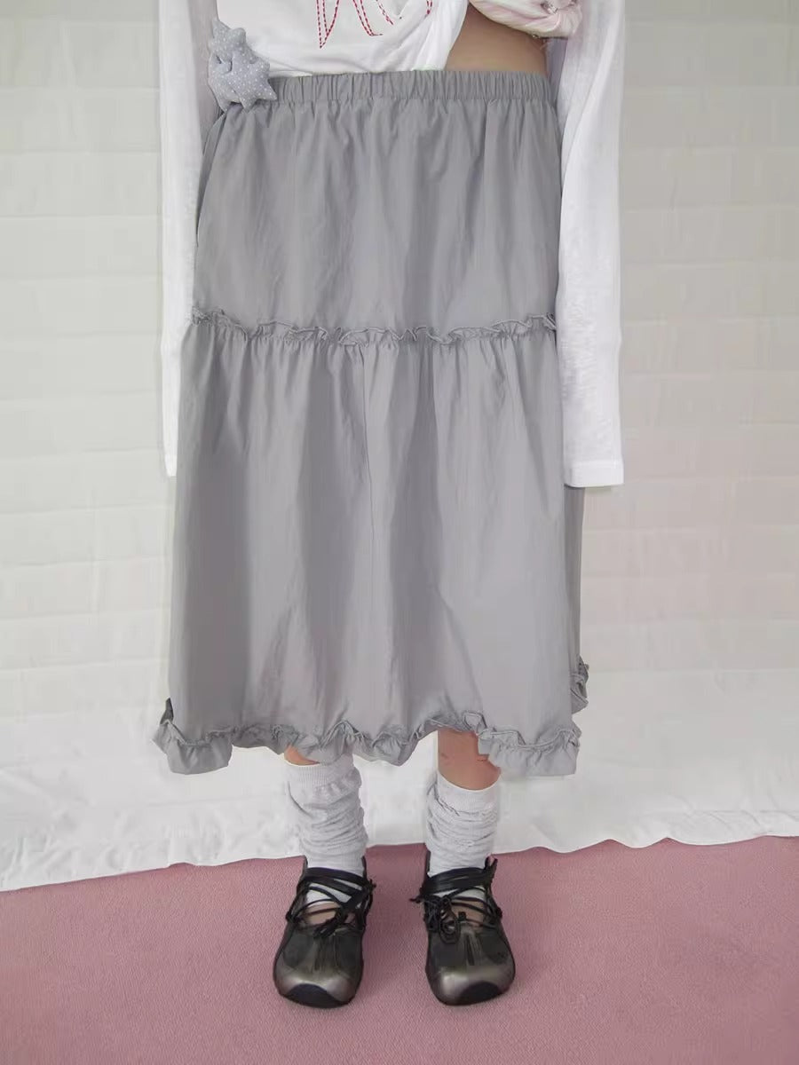 3months | High Waist Ruffled Tie Detail Elastic Waist Summer Skirt
