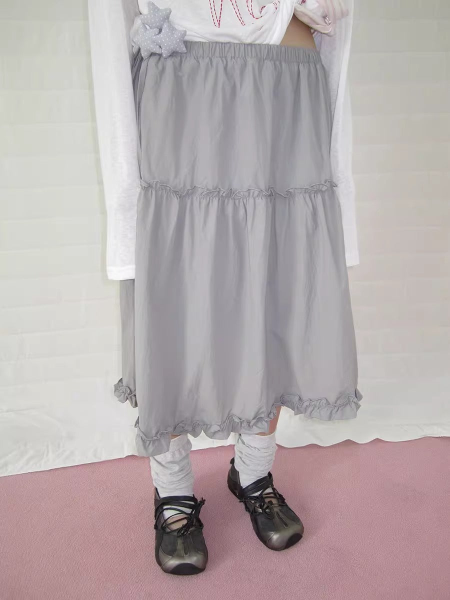 3months | High Waist Ruffled Tie Detail Elastic Waist Summer Skirt