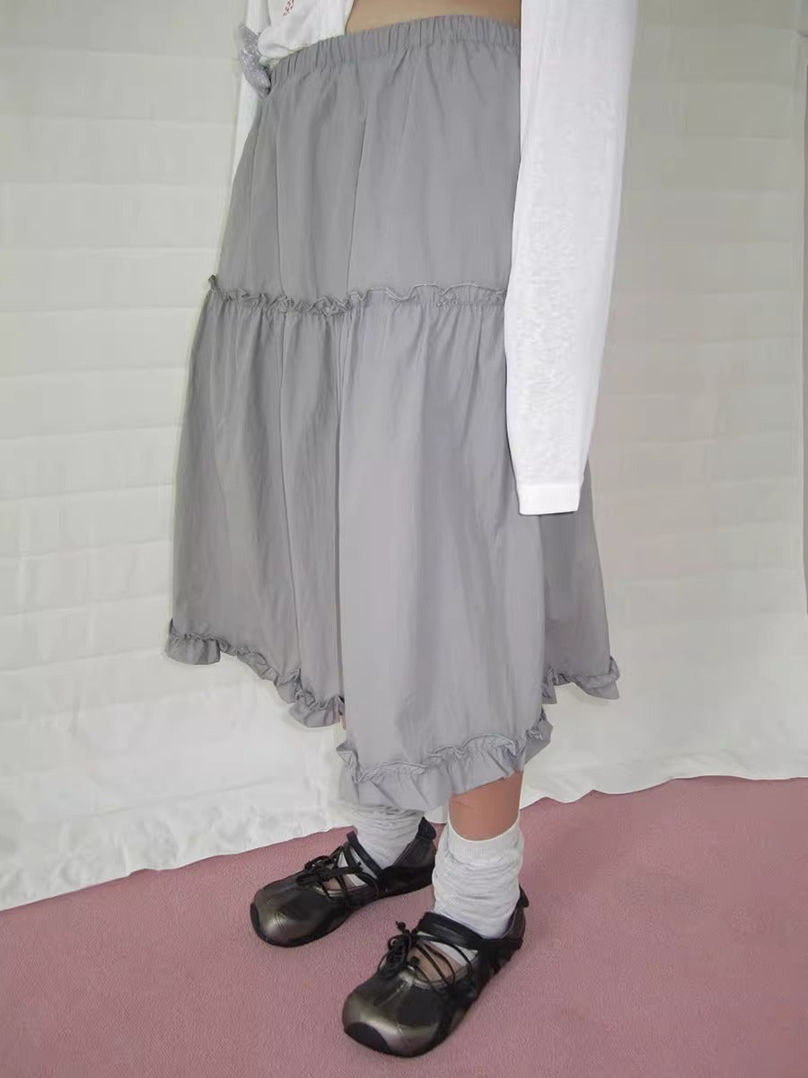 3months | High Waist Ruffled Tie Detail Elastic Waist Summer Skirt