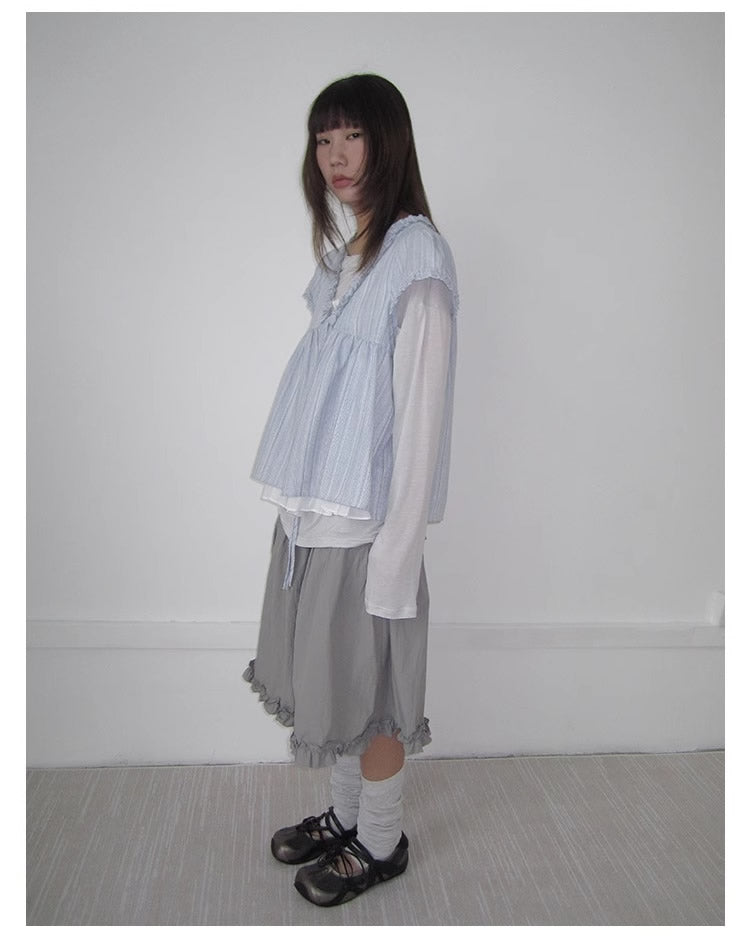 3months | High Waist Ruffled Tie Detail Elastic Waist Summer Skirt