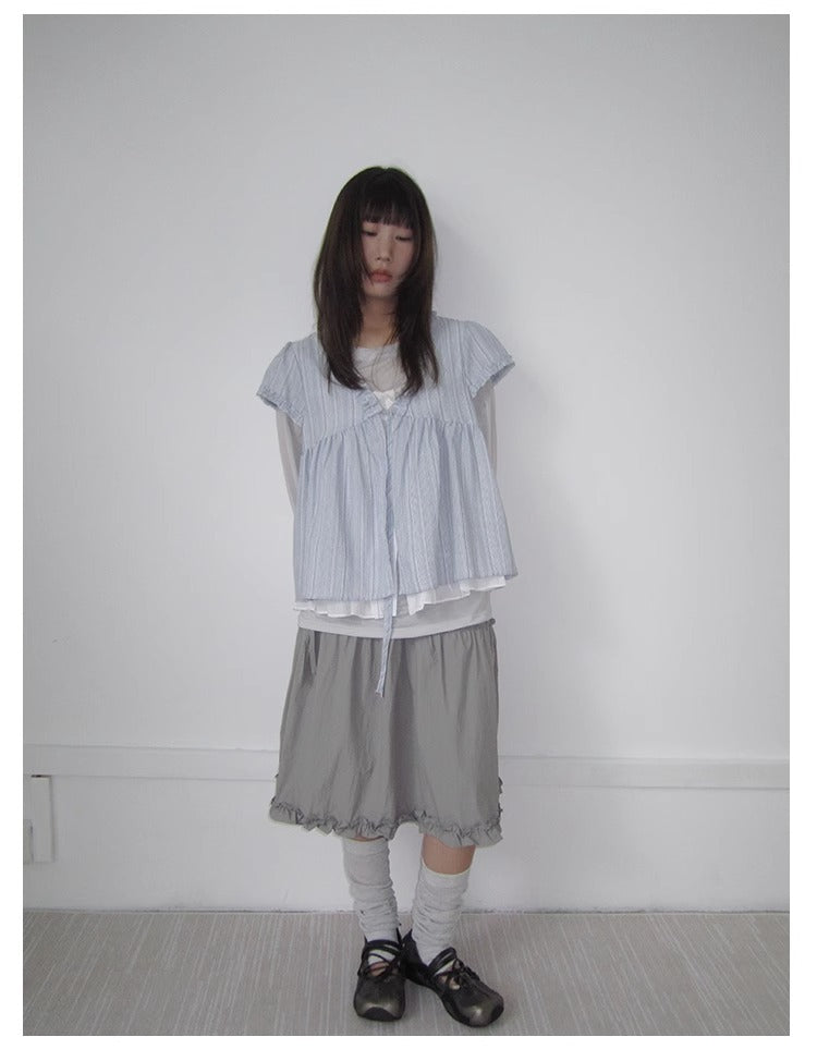 3months | High Waist Ruffled Tie Detail Elastic Waist Summer Skirt