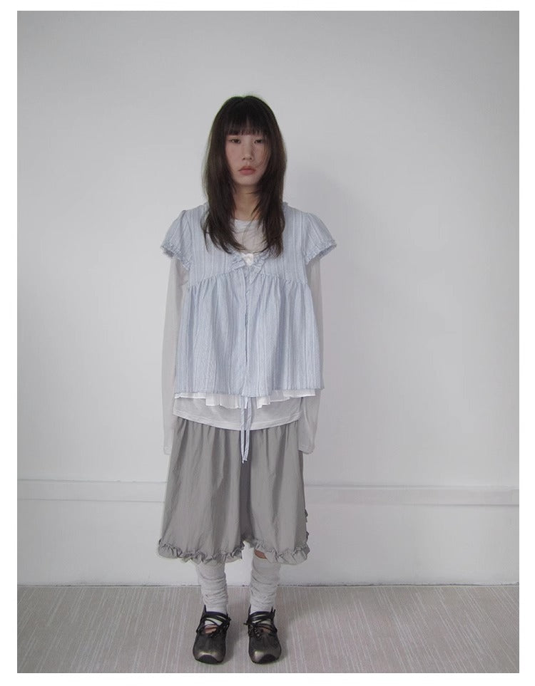 3months | High Waist Ruffled Tie Detail Elastic Waist Summer Skirt