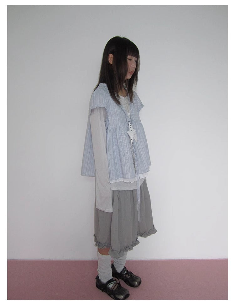 3months | High Waist Ruffled Tie Detail Elastic Waist Summer Skirt