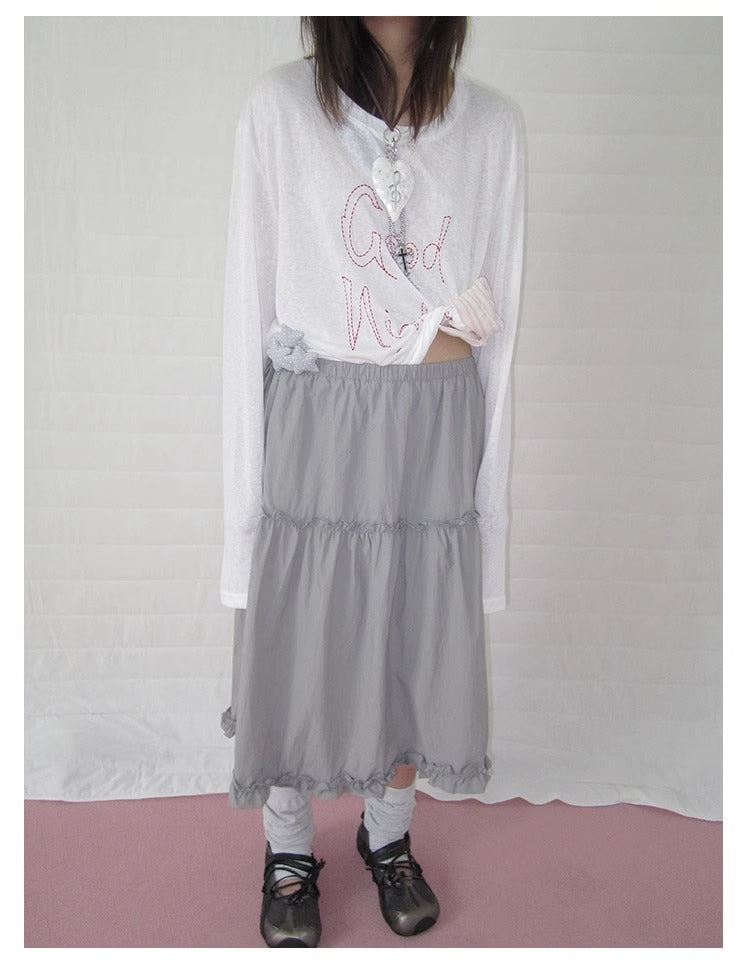 3months | High Waist Ruffled Tie Detail Elastic Waist Summer Skirt
