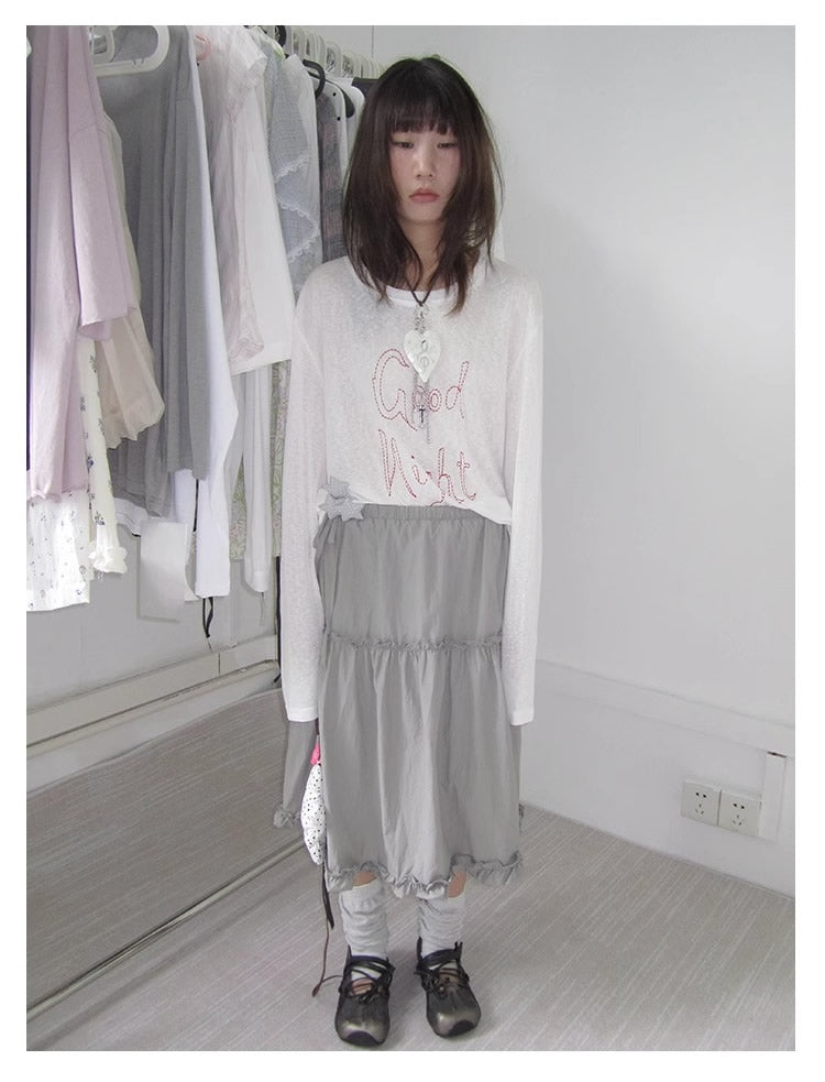 3months | High Waist Ruffled Tie Detail Elastic Waist Summer Skirt