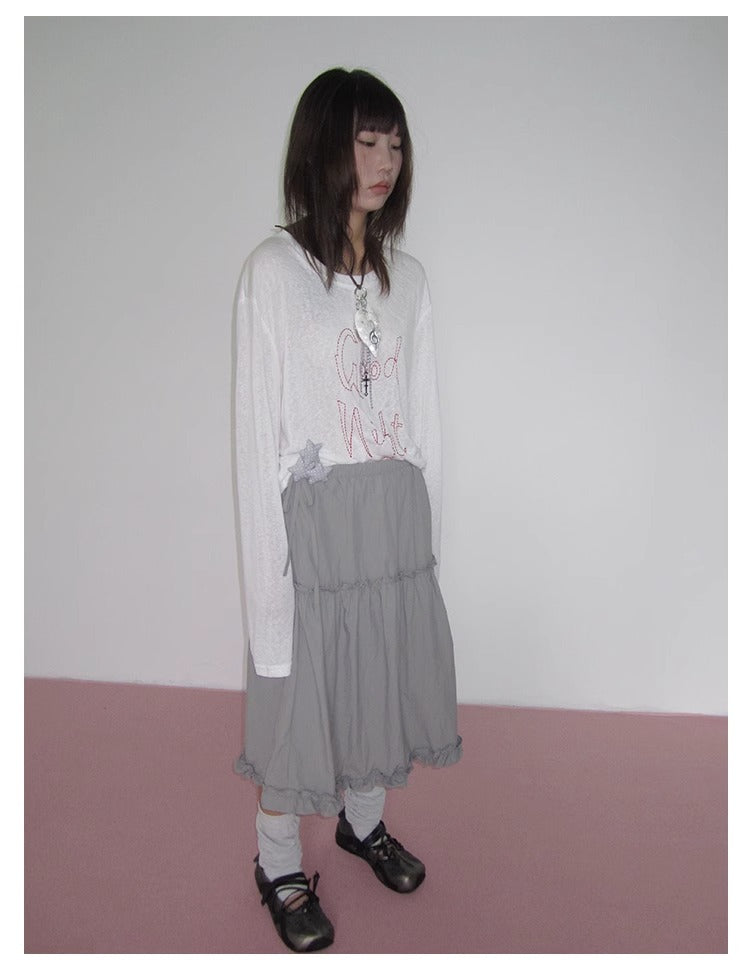 3months | High Waist Ruffled Tie Detail Elastic Waist Summer Skirt