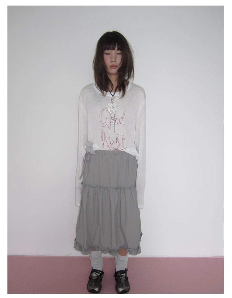 3months | High Waist Ruffled Tie Detail Elastic Waist Summer Skirt