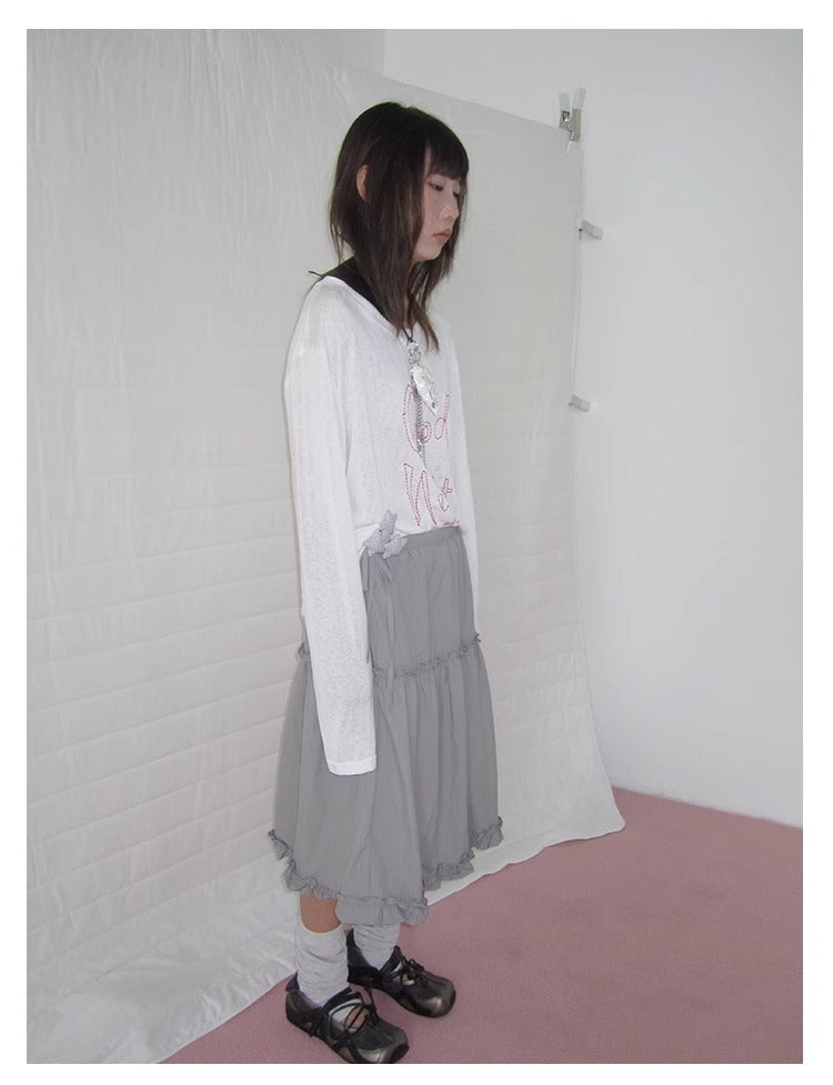 3months | High Waist Ruffled Tie Detail Elastic Waist Summer Skirt