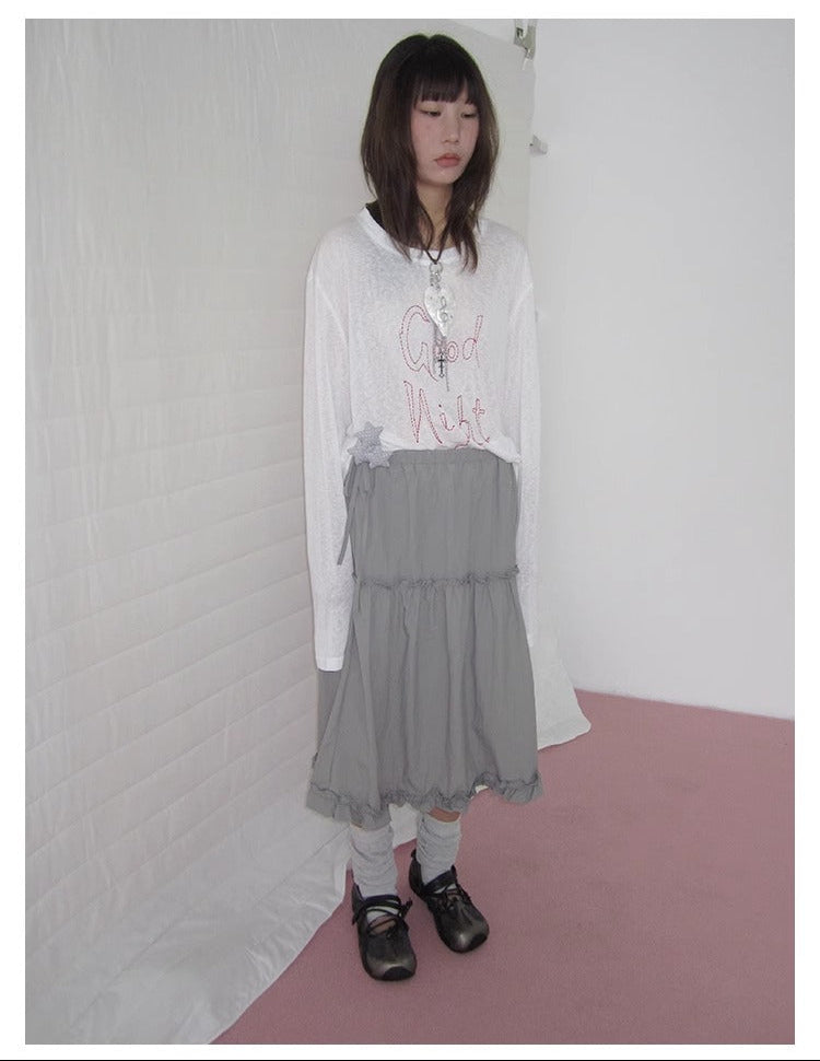 3months | High Waist Ruffled Tie Detail Elastic Waist Summer Skirt