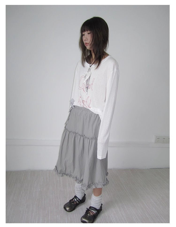 3months | High Waist Ruffled Tie Detail Elastic Waist Summer Skirt