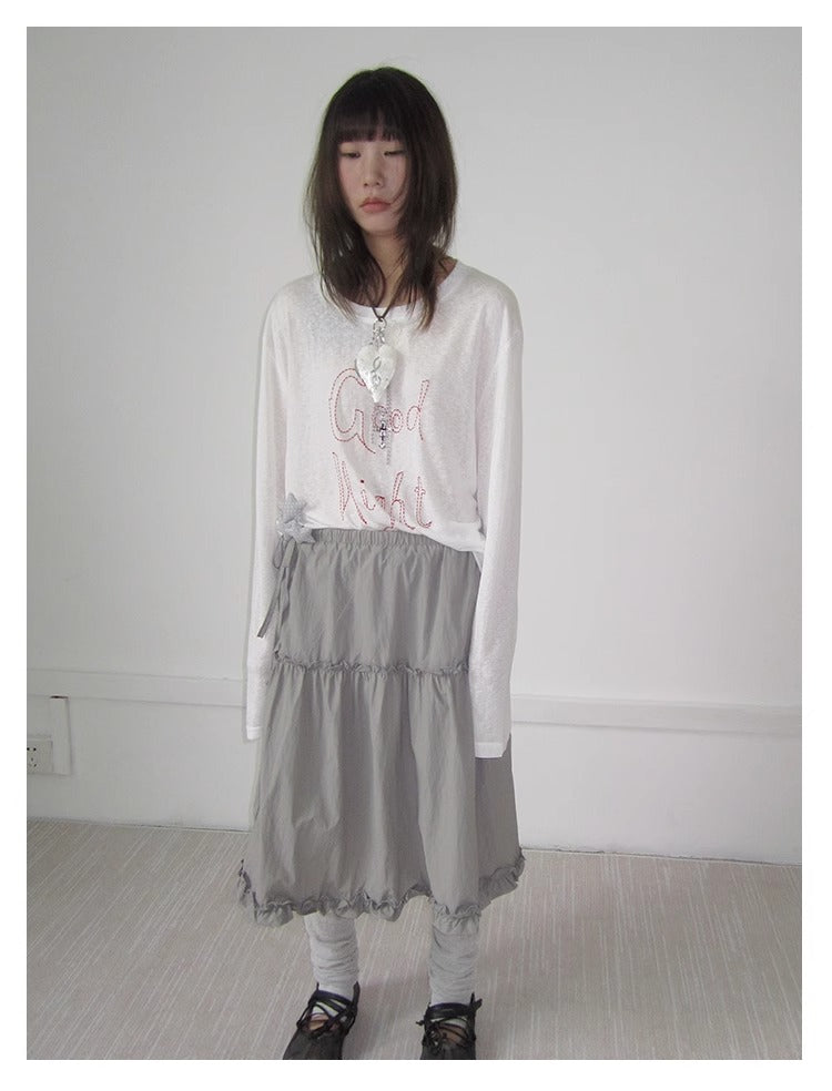 3months | High Waist Ruffled Tie Detail Elastic Waist Summer Skirt