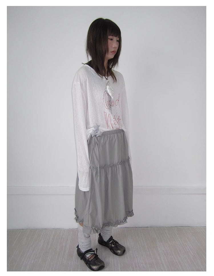 3months | High Waist Ruffled Tie Detail Elastic Waist Summer Skirt