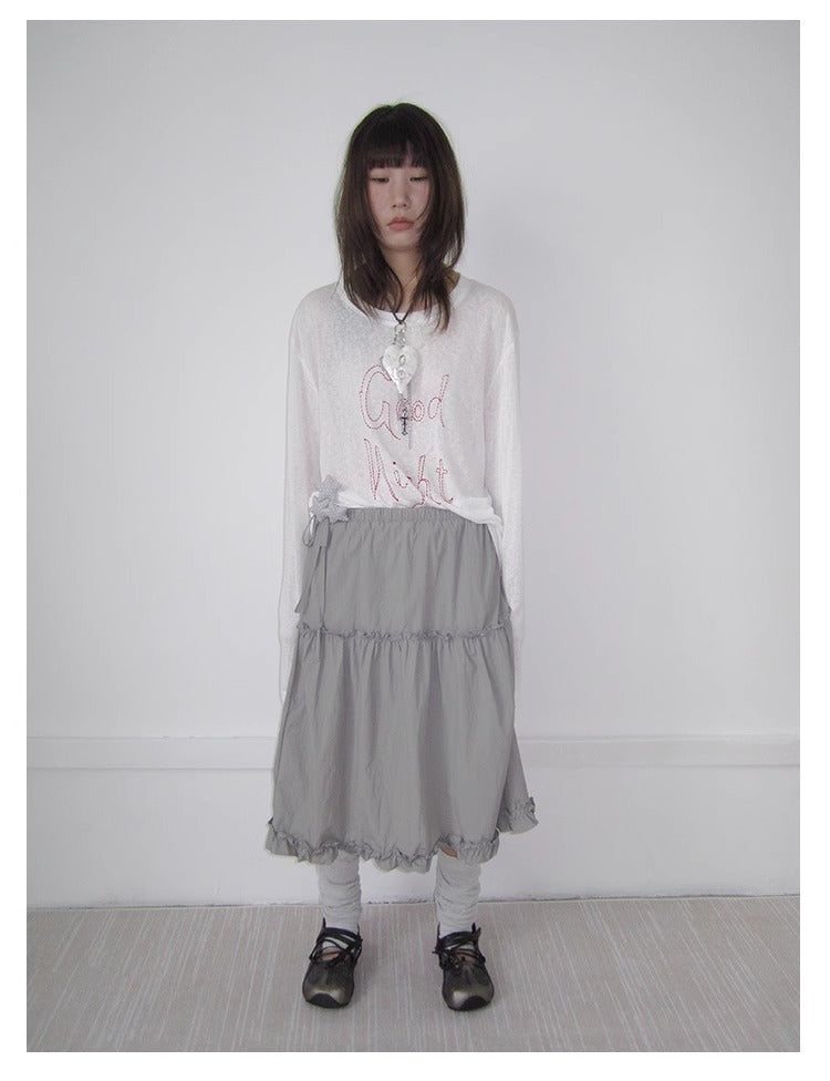3months | High Waist Ruffled Tie Detail Elastic Waist Summer Skirt