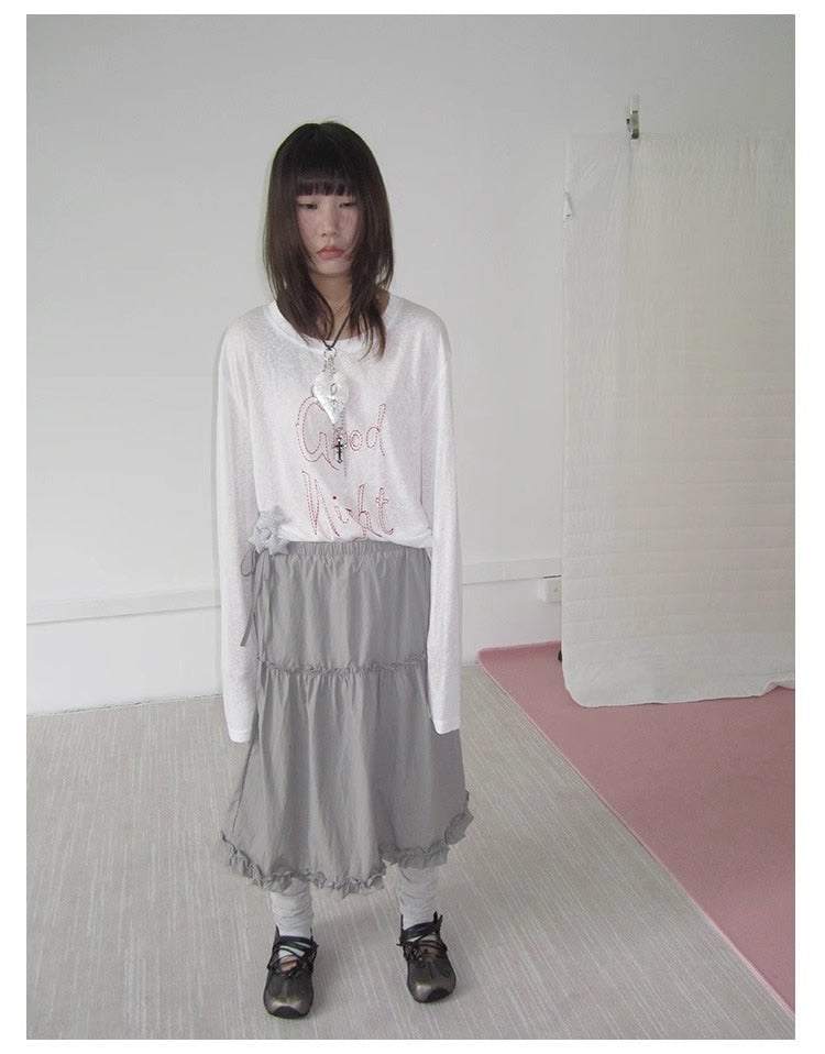 3months | High Waist Ruffled Tie Detail Elastic Waist Summer Skirt